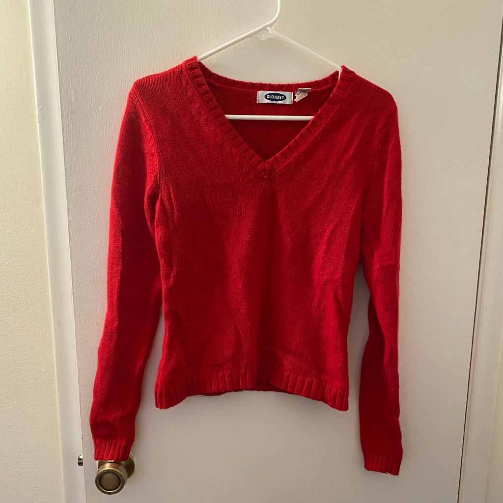 Soft Red Old Navy V-Neck Sweater